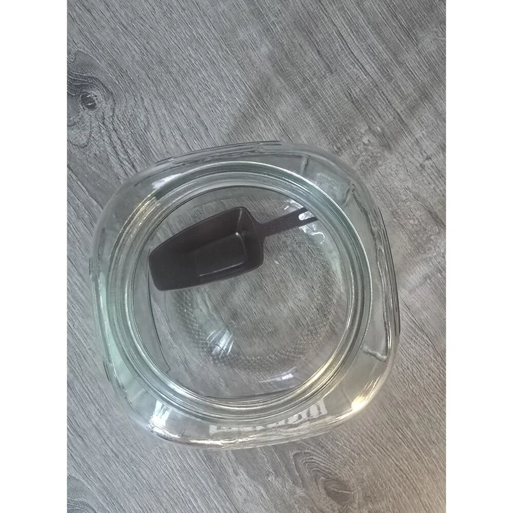 Anchor Hocking Hoosier Glass Sugar Jar Canister Plastic Lid Vintage with Scoop